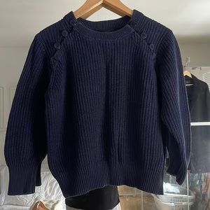 Used J.crew Textured cotton sweater with anchor buttons in vintage indigo
